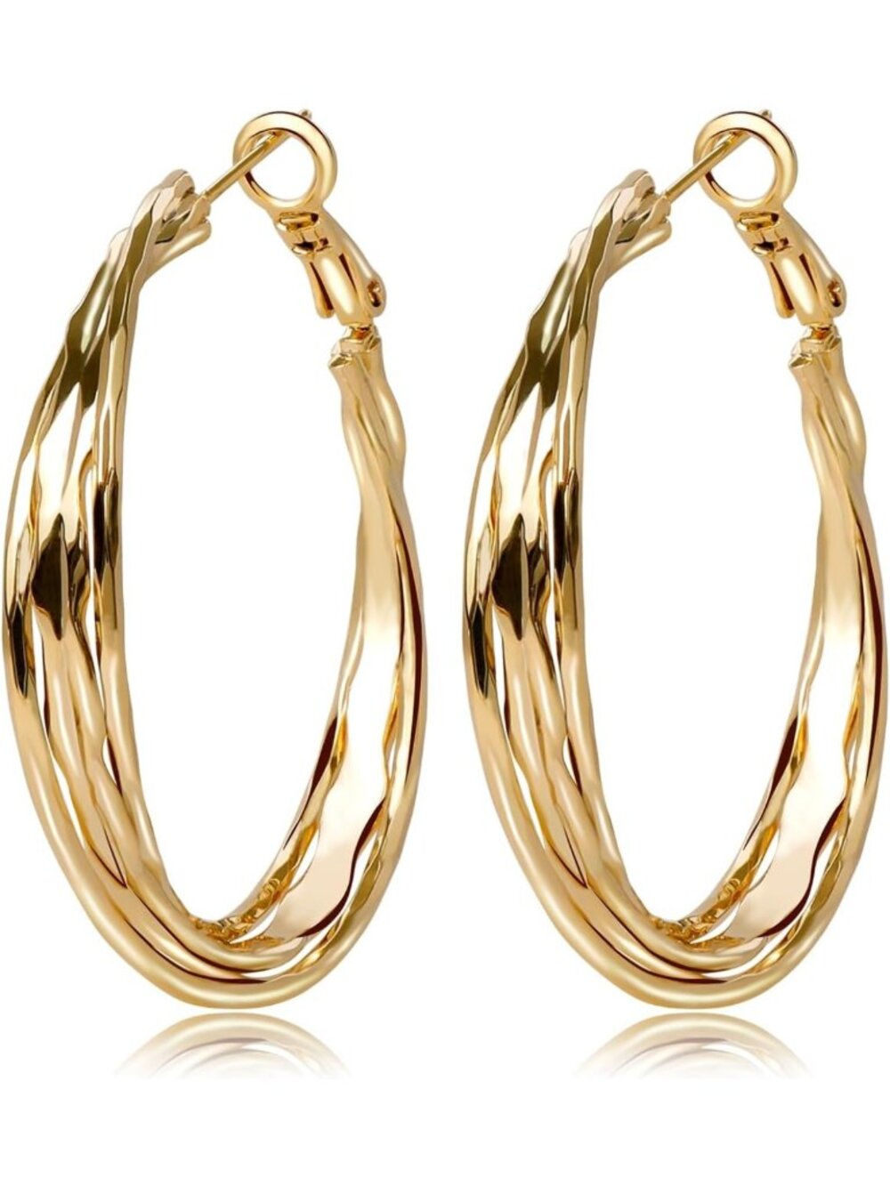 Elegant Gold-Plated Twisted Hoop Earrings for Women - Minimalist & Unique Style